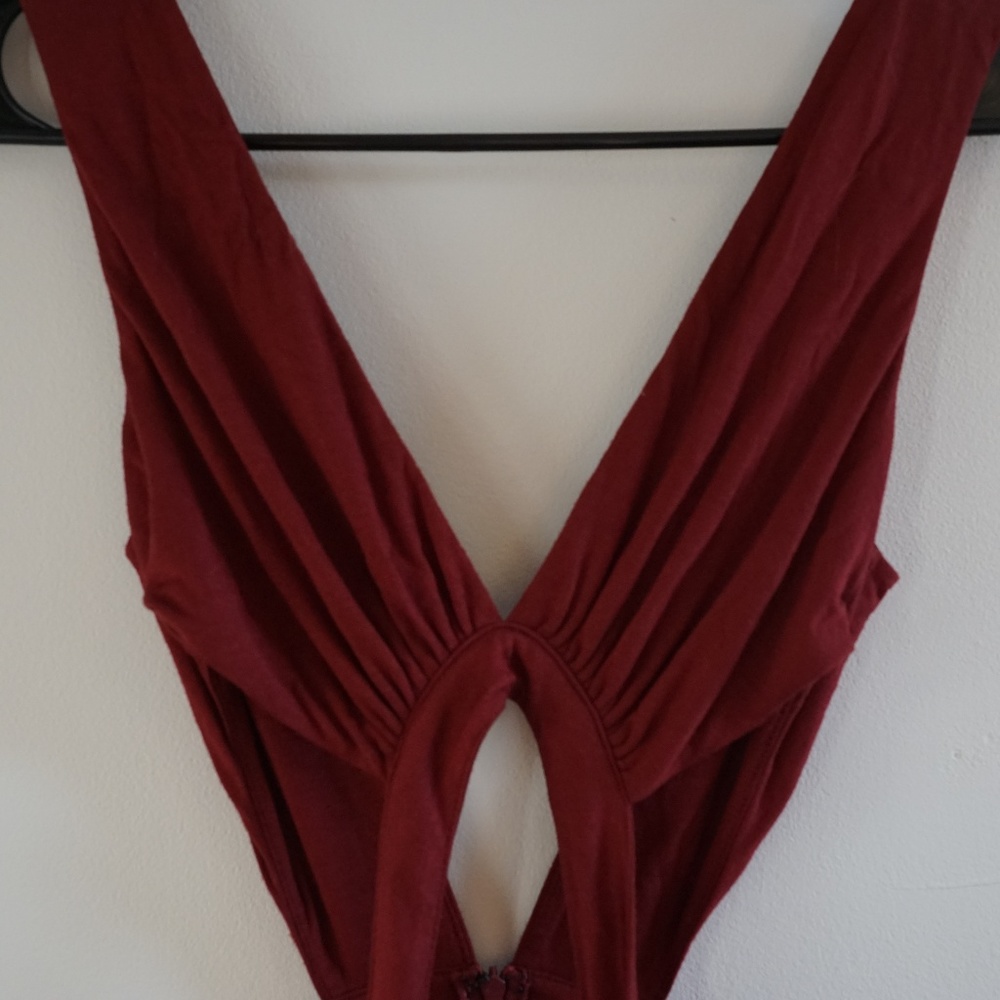 Maroon Cut Out Maxi Dress